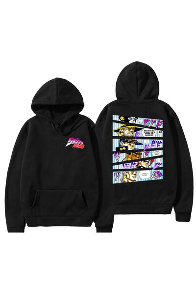 GALASHOP Jojo Tuhaf Macera Kapşonlu Hoodie Ön Arka Baskılı