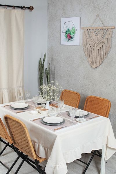 cotton maison Подложка за хранене, карирана, фестонирана, 4 части, ретро, ​​30x45 см
