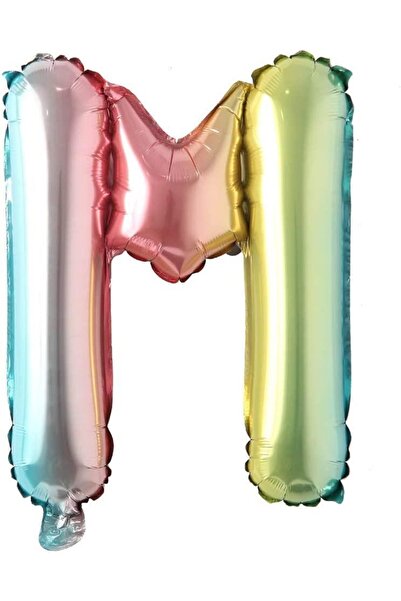 Patladı Gitti M Harf Gökkuşağı Folyo Balon16 Inç 36 Cm