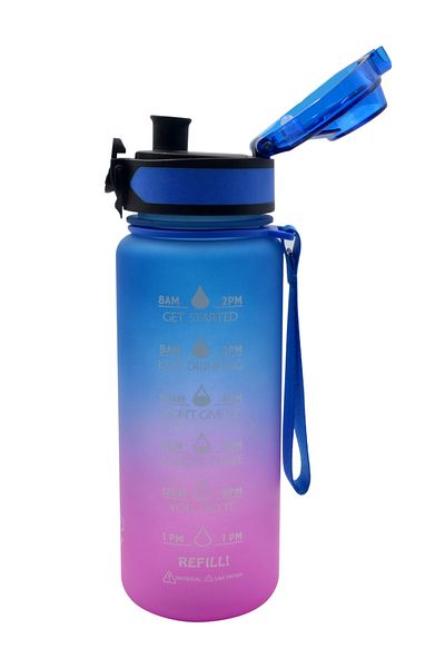 Shop-set 500 ml Tritan Motivational Water Bottle Double Color Softtouch (DARK BLUE-PINK)