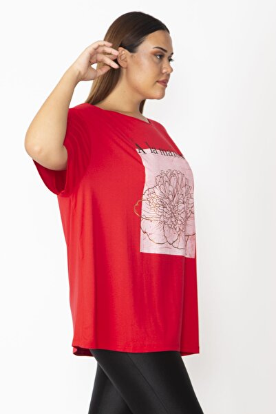 Şans Plus Size Blouse - Red - Relaxed
