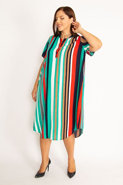 Şans Plus Size Dress - Green - Basic