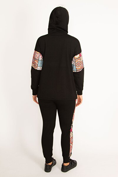 Şans Plus Size Sweatsuit Set - Black - Regular fit
