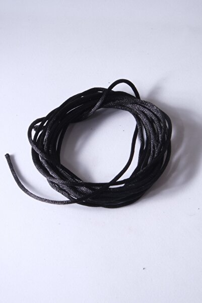 Eskişehir hobi sanat 3 Metre Siyah Renk 2 Mm Kalın Floş Ip Sıçan Kuyruğu Saten Ip Kolye Takı Tasarım Ipi Bileklik Ipi