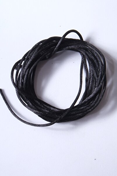 Eskişehir hobi sanat 3 Metre Siyah Renk 2 Mm Kalın Floş Ip Sıçan Kuyruğu Saten Ip Kolye Takı Tasarım Ipi Bileklik Ipi