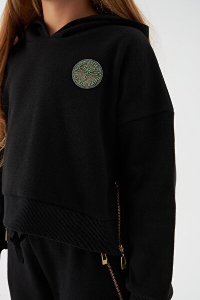 Tyess Girl's Black Tracksuit Top 22fw0tj4433