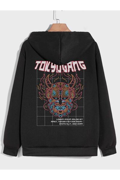 Deocept Unisex Tokyo Gang Zippered Hooded Sweatshirt Jacket with Pockets