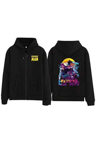 GALASHOP Chainsaw anime Chainsaw Logo Printed Zipper Hoodie