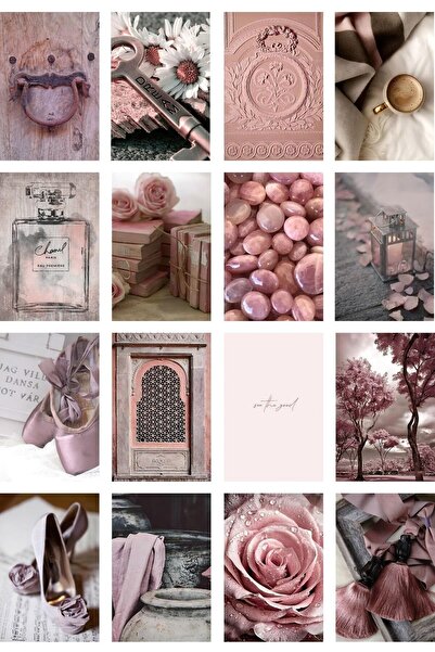 Postifull Mor Duvar Posteri Kolaj Seti - 50 Adet - Arkası Yapışkanlı Sade Renk Temalı Poster Seti - 10cm*15cm