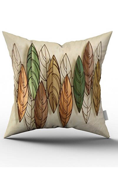 DT HOME Pernă unică cu frunze bej