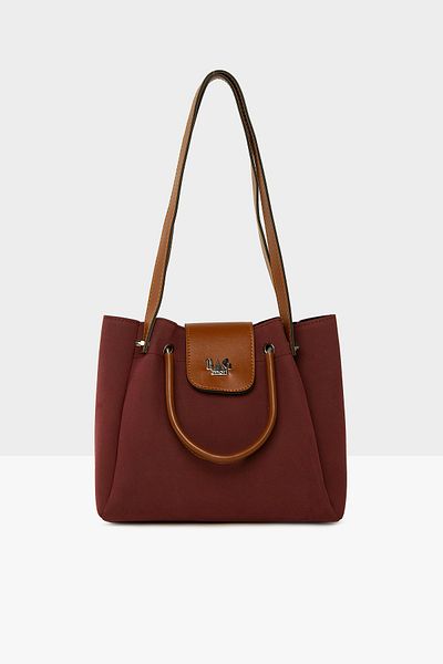 Bagmori Claret Red Women's Iron Handle Cover Nubuck Bag M000007623