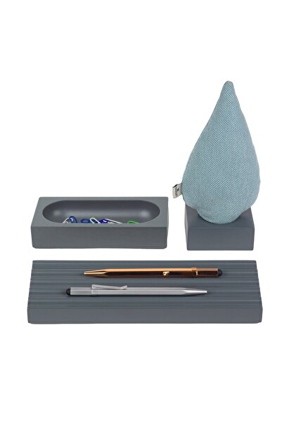 KAYIGO طقم طاولة مكون من 3 قطع من خشب التنوب باللون الرمادي والأزرق