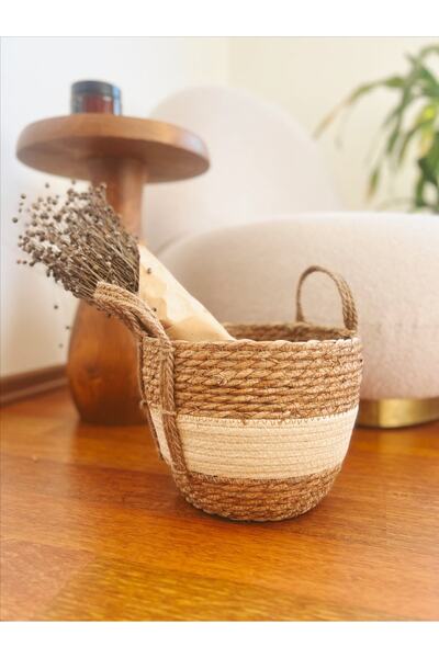 KaiHome Маленький міцний кошик з ручками з морської трави - органайзер для горщиків