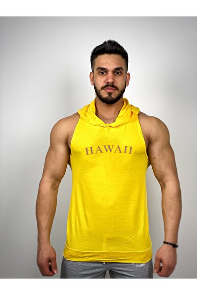 Black İstanbul تانك رياضي بغطاء للرأس مطبوع عليه هاواي