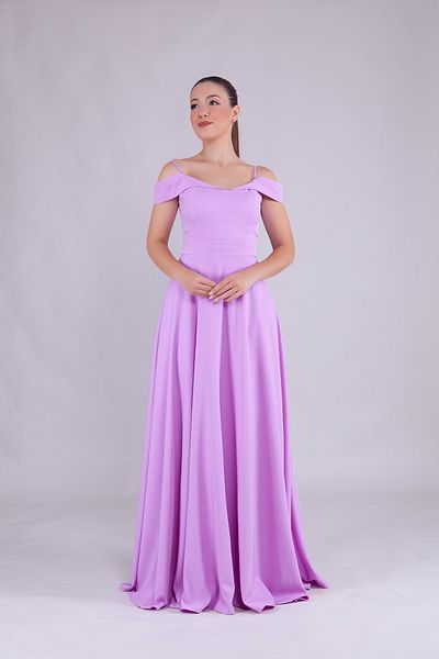 Bidoluelbise Women's Shoulder Detail Strap Maxi Length Evening Dress