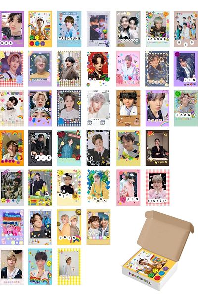 Postifull Σετ αφίσας Bts K-pop - 40 τεμαχίων, πολύχρωμο κολάζ φωτογραφιών με αυτοκόλλητη πλάτη