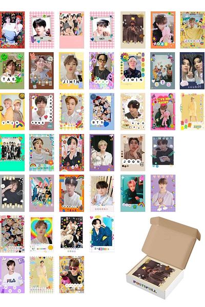 Postifull Σετ αφίσας Bts, Σετ κολάζ αφίσας K-pop με αυτοκόλλητη πλάτη, 40 τεμάχια, έγχρωμη φωτογραφία Bts