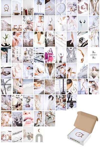 Postifull Poster Seti, Poster Kolaj Seti, Arkası Yapışkanlı 70 Adet, Beyaz Po...