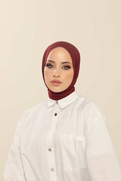 Beyzak شال قطني ممشط عملي باللون العنابي - غطاء حجاب نسائي من الفيلكرو