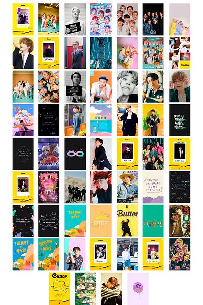 Postifull Σετ αφίσας τοίχου Bts Butter - Σετ κολάζ K-pop 60 τμχ με αυτοκόλλητο