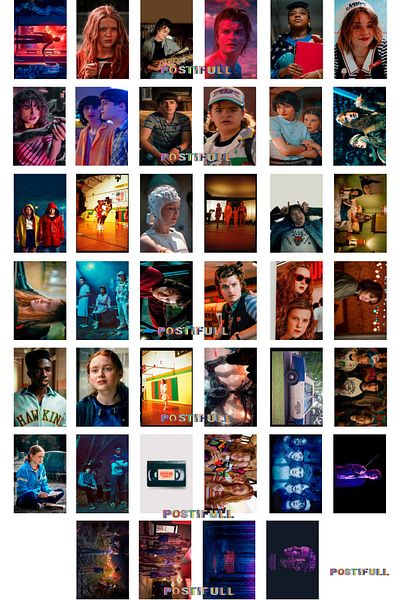 Postifull Stranger Things Collage Set - 40 Postcards and Posters - with Adhesive Back - 10Cm*15Cm