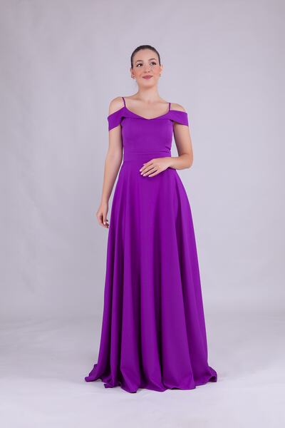 Bidoluelbise Women's Shoulder Detail Strap Maxi Length Evening Dress