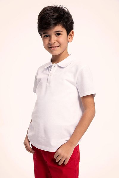 DeFacto Boy's Regular Fit Back to School Polo Neck Pique Short Sleeve Polo T-Shirt