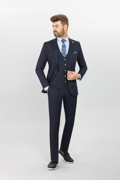 BELFOR Slimfit Düz Yelekli Takım Elbise