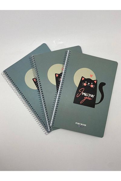 Gıpta Post-book Spiral Cardboard Cover 17x24 80 Sheets Checkered Notebook 3 Pieces