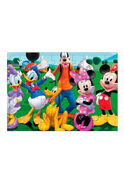 Tablo Mega Ahşap Mdf Puzzle Yapboz Mickey Mouse Eğlence Evi 50 Parça 35*50 Cm