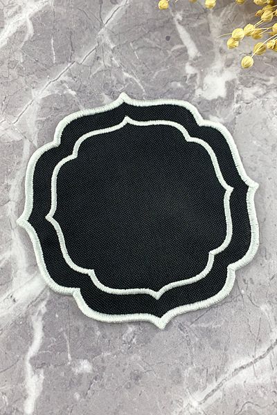WEARE2 Black Color White Double Wrap Embroidered Cocktail Napkin