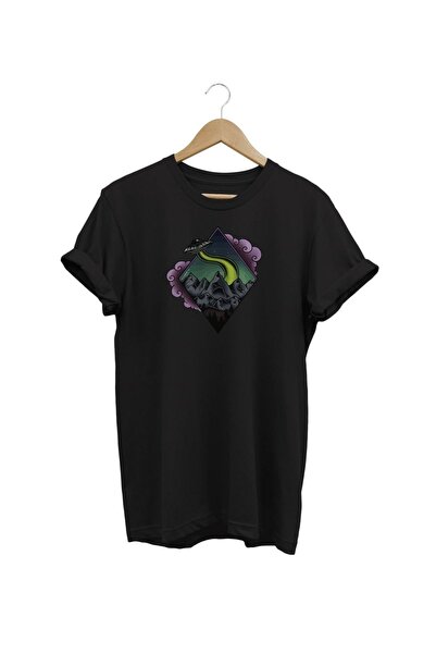 FECCY Tricou cu imprimeu digital 100% bumbac cu model spațial