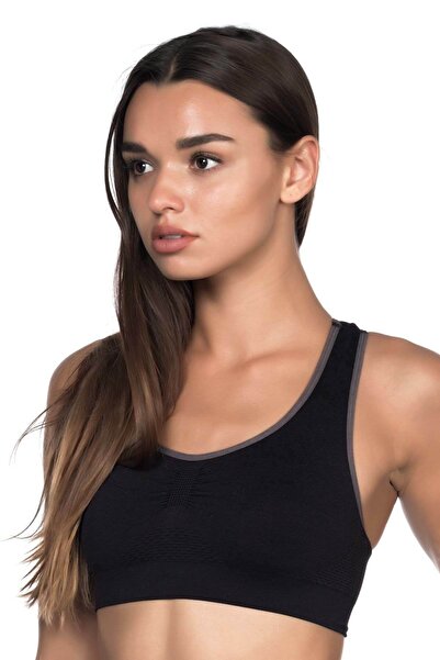 Emay Жіночий чорний безшовний спортивний бюстгальтер