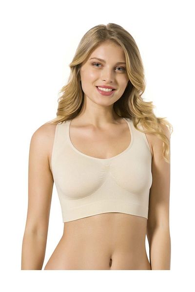 Emay Μπεζ Seamless Seamless Athlete Bustier 4001 - Γυναικεία