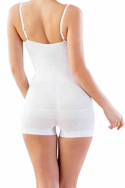 Emay Corset alb fără sudură pentru femei, cu lungime deosebită, 2059
