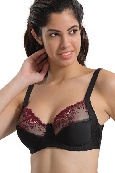 Emay Бордовий чорний 136 C Бюстгальтер з балеринами та мереживом