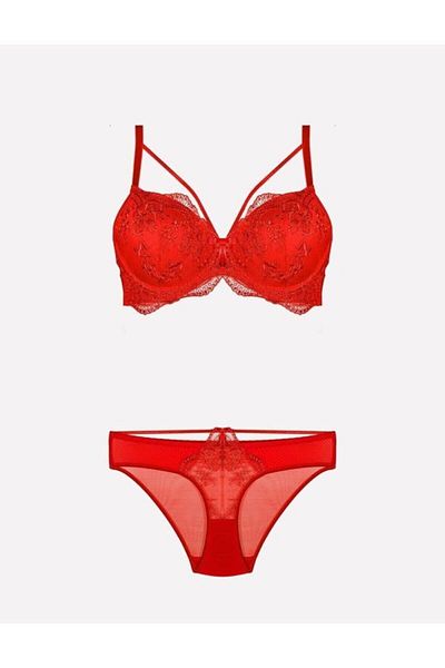 Nurteks Women's Red Padded Bra Set 4485