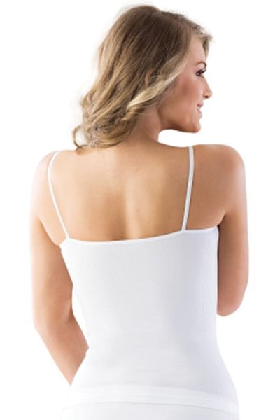 Emay Tricou alb pentru femei, cu bretele rupte, 5011