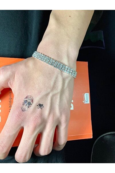 UBUH SHOP Iced Out Üç Sıra Tennis Chain Su Yolu Unisex Çelik Bileklik 3