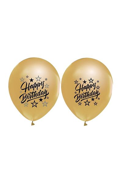 DÜVENCİ TİCARET Happy Birthday Printed 12" Gold Balloon