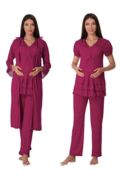 by İGP طقم بيجامة للحوامل من الكرز مع ثوب خلع الملابس