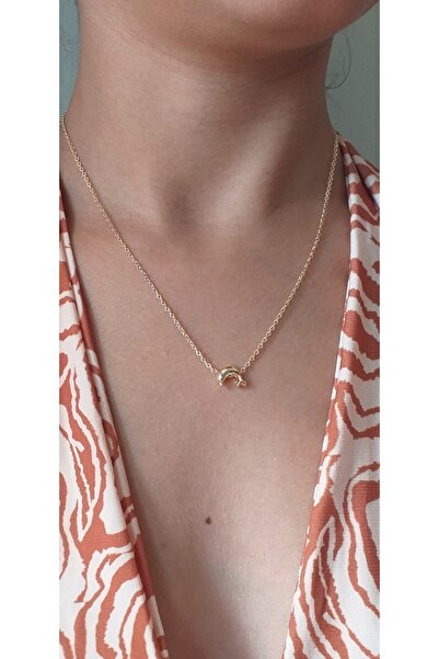 wundaf tasarım Altın Kaplama Yunus Balıklı Kolye