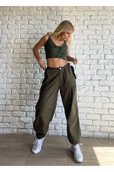 Touz Green Tactical Parachute Fabric Trousers