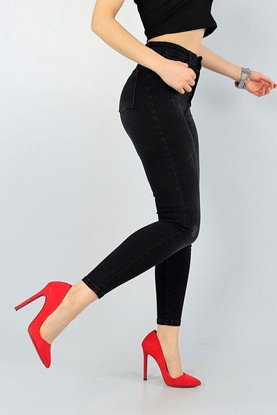 LİMABEL Black Nails Skinny Denim Trousers With Lycra High Waist