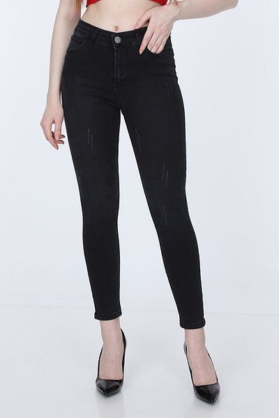 LİMABEL Black Nails Skinny Denim Trousers With Lycra High Waist