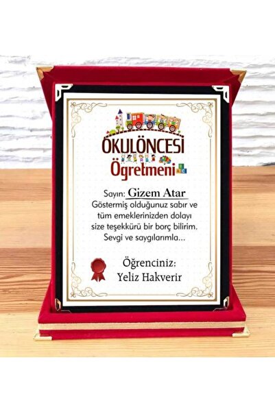 nilhediye Okul Öncesi Öğretmenine Plaket