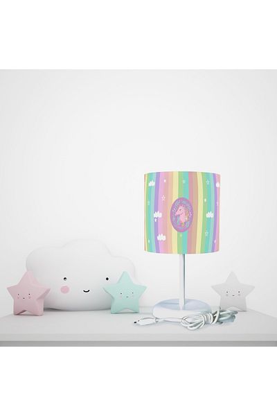 BAMBAŞKA MODA Colorful Unicorn Patterned Lampshade