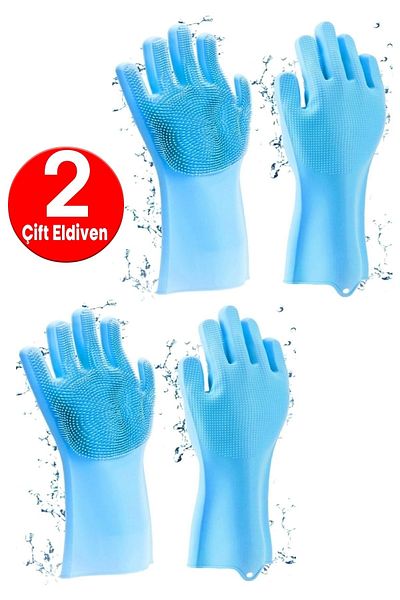 Tilbe Home Magic Silicone Dish Washing Gloves Pot Pan Scrubbing Sink Kitchen Oven Cleaning Work Gloves