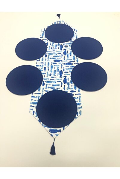 NATURAL HOME Balıklı Desen Runner Ve Amerikan Servisi