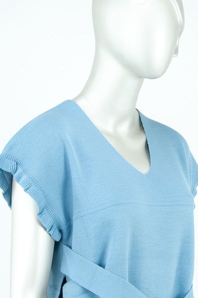 Oppland Pulover de iarnă, cu decolteu în V, cu centură, cu jumătate de mânecă, tricotaj țesute din lycra